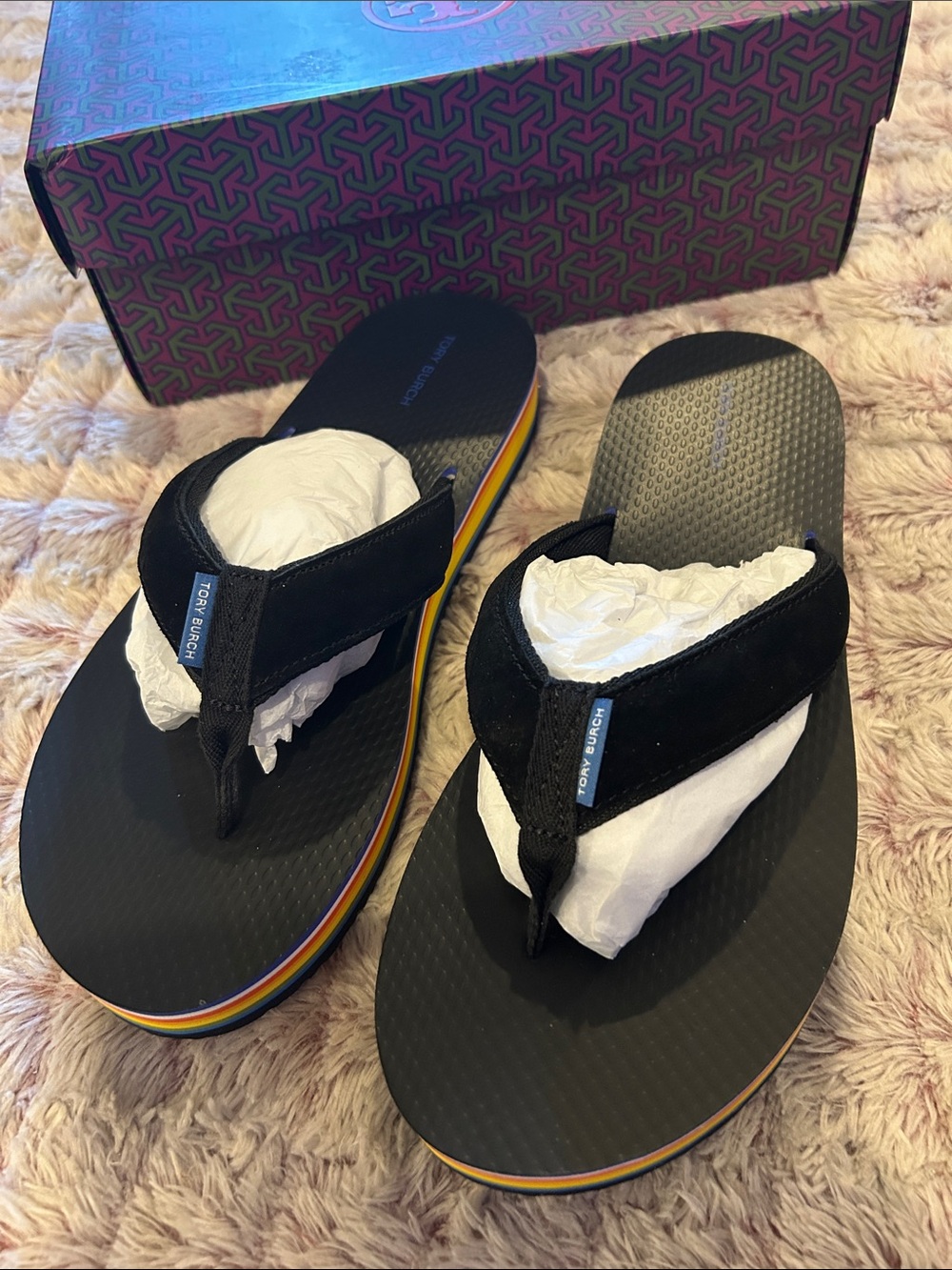 Tory Burch Black Platform sandals size 11 New